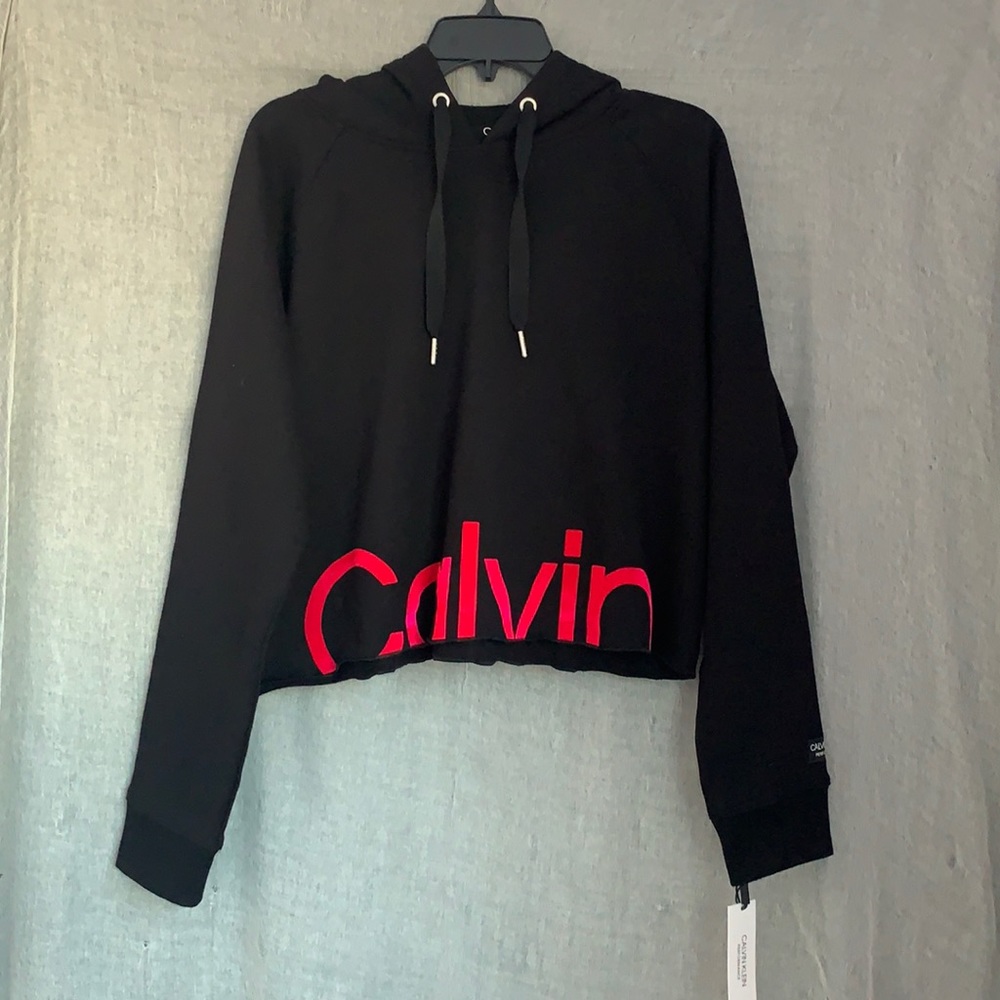 Calvin Klein Women's Cropped Logo Hoodie - XL